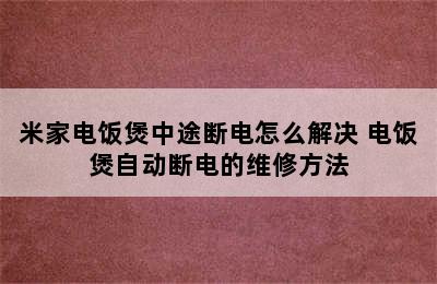 米家电饭煲中途断电怎么解决 电饭煲自动断电的维修方法